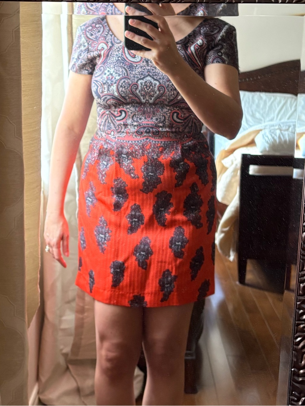Club Monaco Orange Mini dress with Black Pattern